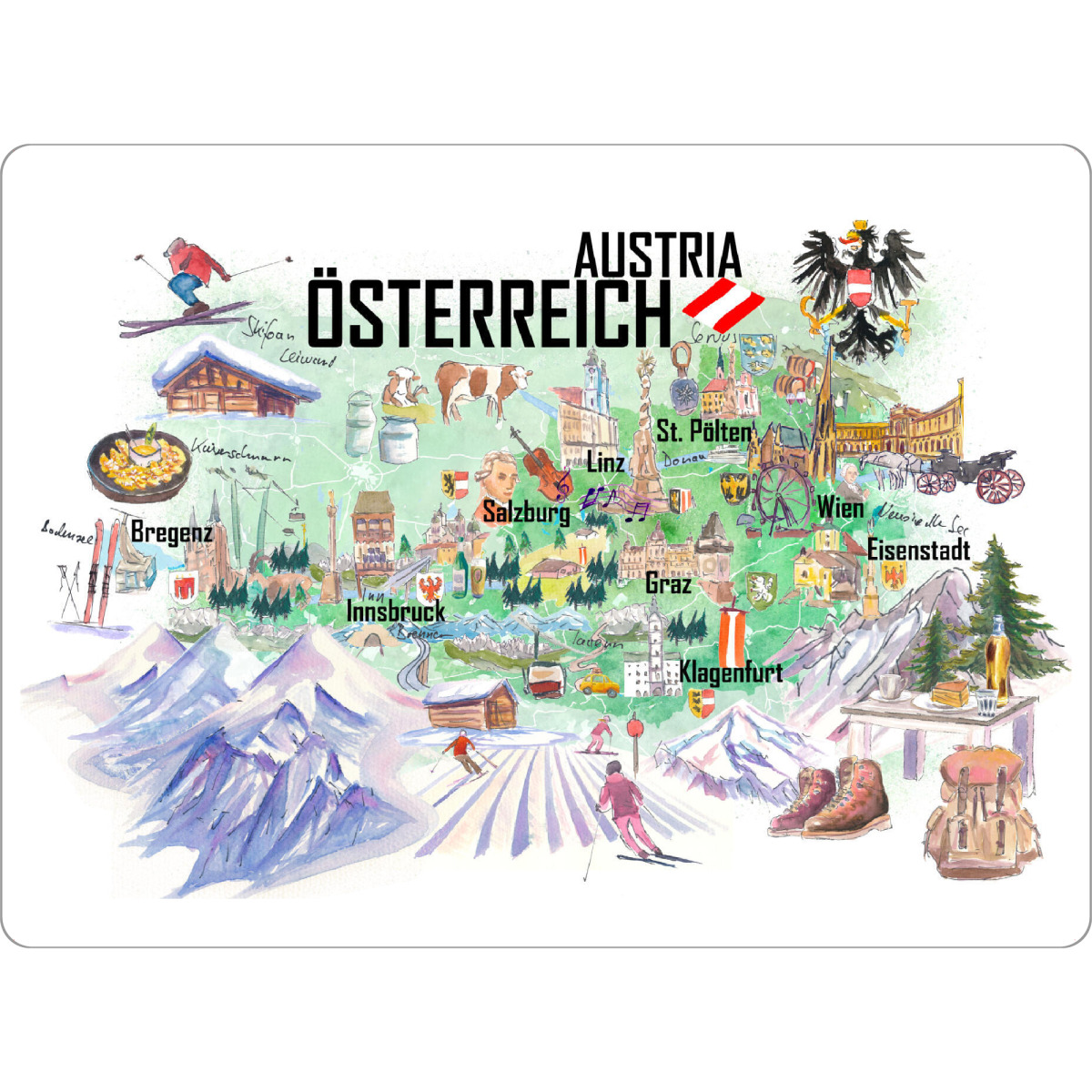 Tischset "Österreich Illustrierte Karte" artboxONE - Reise,Kartografie