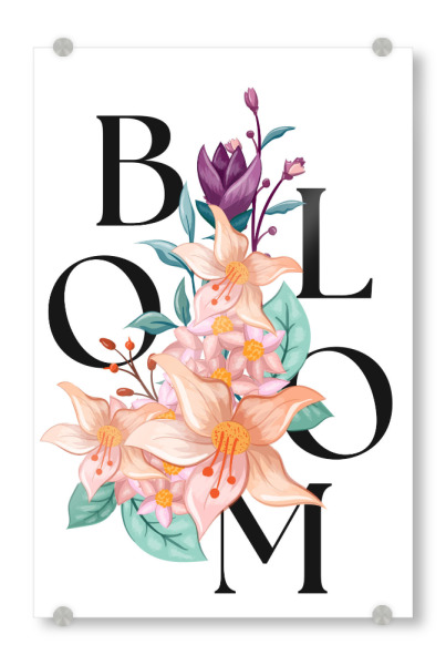 Acrylglasbild "BLOOM" artboxONE - Typografie,Floral,Für Kinder