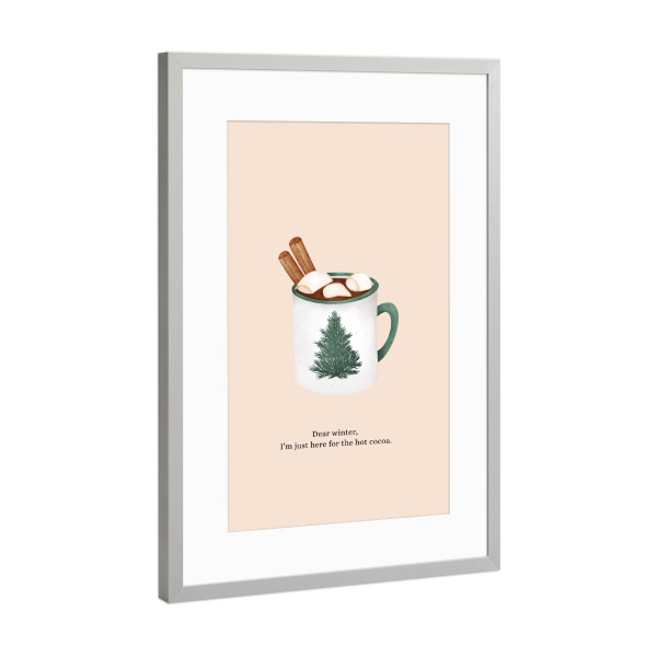 Poster mit Rahmen Silber "Lieber Winter - Kakao" artboxONE - Essen & Trinken,Weihnachten,Lustig