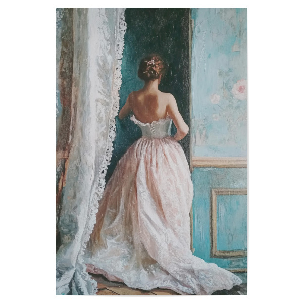 Poster "Frau trägt Korsett" artboxONE - Film,Liebe,Fashion - Hochzeitskleid,Korsett,Frau,Frauenkleid,Hochzeitstag,Braut,Braut und bräutigam