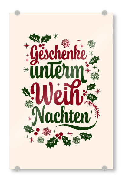 Acrylglasbild "Geschenke unterm Weihnachtsbaum" artboxONE - Typografie,Weihnachten