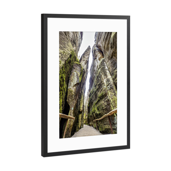 Poster mit Rahmen Schwarz (Metallic) "Die Felsenstadt bei Aderbach" artboxONE - Natur