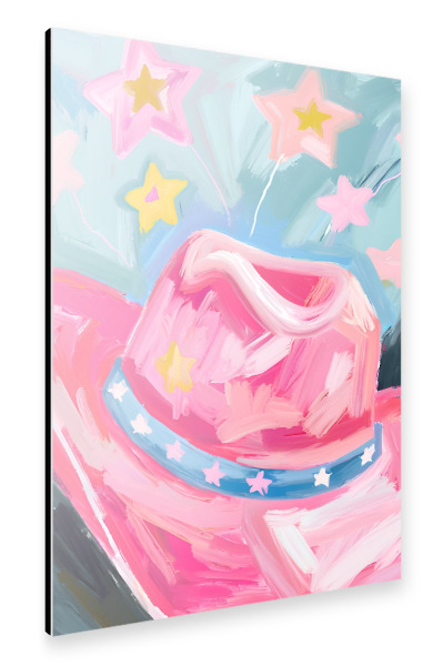 Alu-Dibond "Cowboyhut pink" 30x20 cm artboxONE