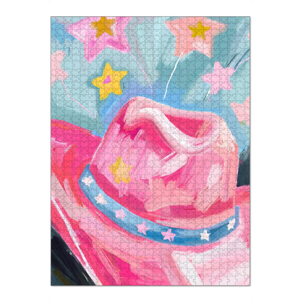 Puzzle Ravensburger "Cowboyhut pink" artboxONE - Abstrakt,Fashion,Für Mama,Festivals