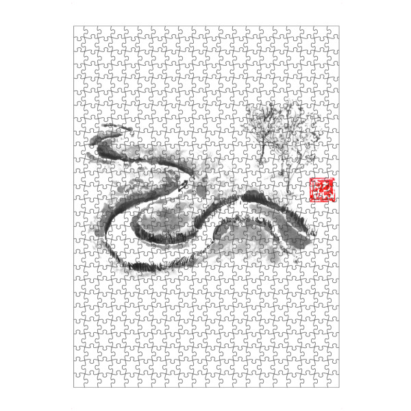artboxONE Puzzle "Fluss Theiß" artboxONE - Reise,Schwarzweiß - Theiß,Fluss,Sumie,Boot,Japan,Ungarn - Bild theiß