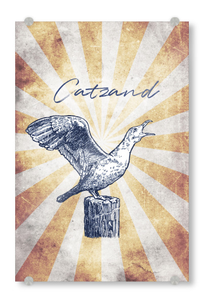Acrylglasbild "Catzand vintage" artboxONE - Reise,Tiere,Reise / Strand und Meer,Reise / Länder