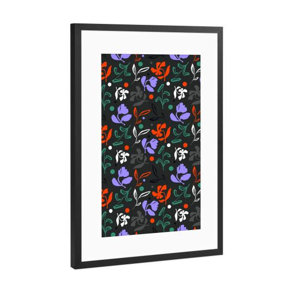 Poster mit Rahmen Schwarz (Metallic) "Dämmerungsflora" artboxONE - Floral