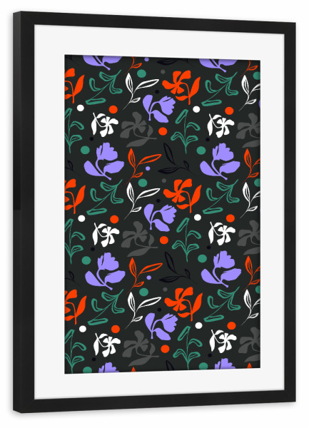 Poster mit Rahmen schwarz "Dämmerungsflora" artboxONE - Floral