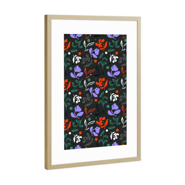 Poster mit Rahmen Gold "Dämmerungsflora" artboxONE - Floral