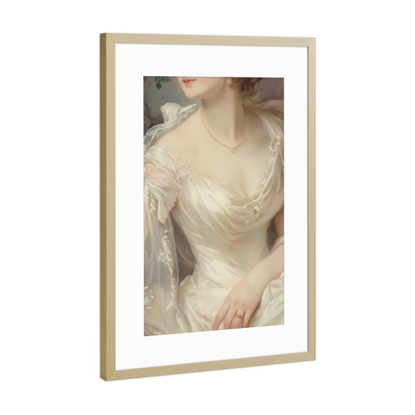 Poster mit Rahmen Gold "Frau im Satinkleid" artboxONE - Menschen,Liebe,Fashion,Für Mama - Kleid,Satin,Spitze,Viktorianisch,ölgemälde,Frau