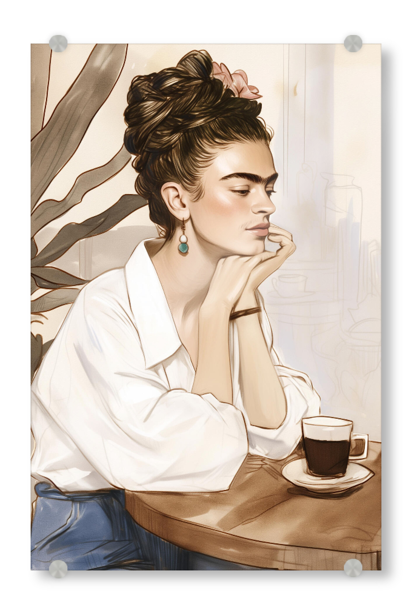 Acrylglasbild "Frida Kaffee Liebe" artboxONE - Floral,Abstrakt,Menschen