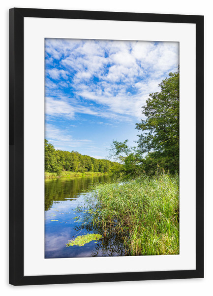 Poster mit Rahmen schwarz "Warnow bei Papendorf" artboxONE - Natur,Reise