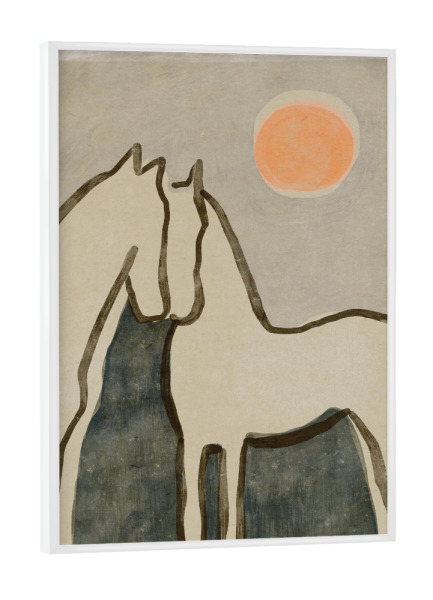 Poster mit weißem Rahmen "Horses At Sunset" artboxONE - Tiere,Abstrakt,Für Mama
