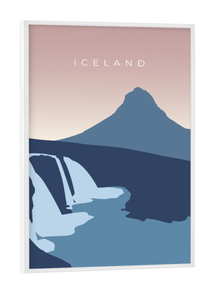 Poster mit weißem Rahmen "ICELAND - Berg Kirkjufell" artboxONE - Natur,Reise,Reise / Länder