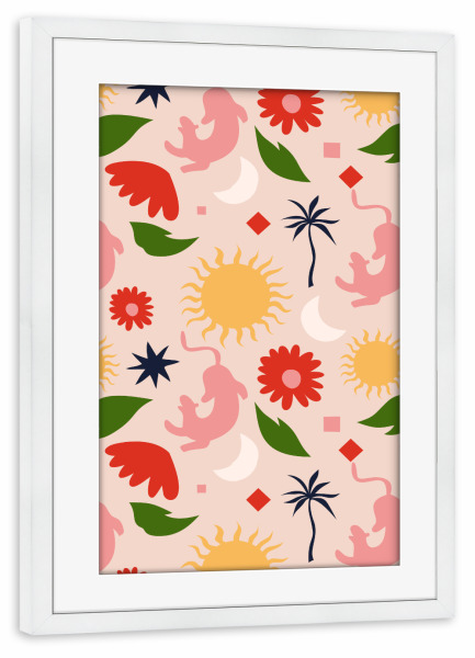 Poster mit Rahmen weiß "Himmlischer Dschungel" artboxONE - Floral,Abstrakt