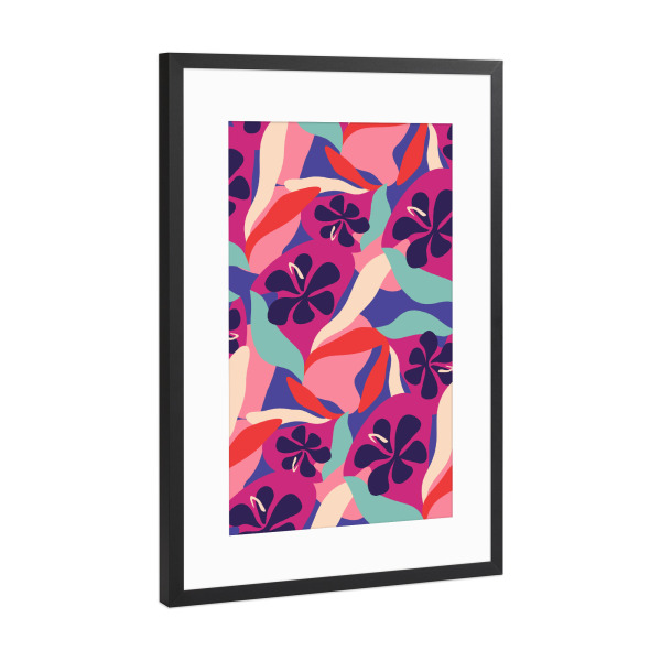 Poster mit Rahmen Schwarz (Metallic) "Blühende Ästhetik" artboxONE - Floral,Abstrakt