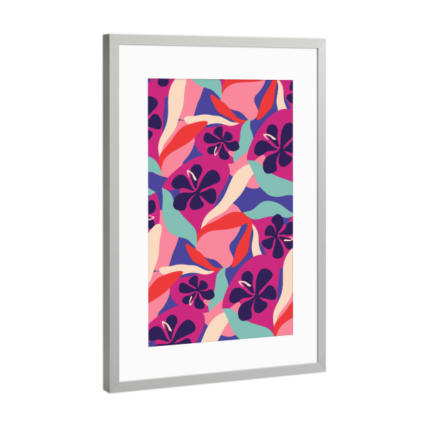 Poster mit Rahmen Silber "Blühende Ästhetik" artboxONE - Floral,Abstrakt