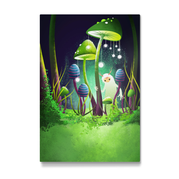 Galerie-Print "Kleines Wesen im Wald unter Pilzen" 30x20 cm artboxONE