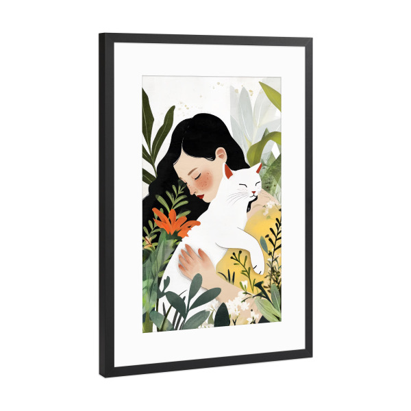 Poster mit Rahmen Schwarz (Metallic) "Ich liebe dich, Kitty C" artboxONE - Floral,Tiere,Menschen - Porträt,Katze,Kätzchen,Tier,Dame,Liebe