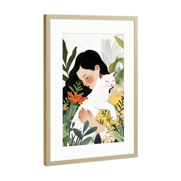 Poster mit Rahmen Gold "Ich liebe dich, Kitty C" artboxONE - Floral,Tiere,Menschen - Porträt,Katze,Kätzchen,Tier,Dame,Liebe