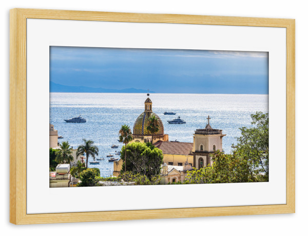 Poster mit Rahmen kiefer "Positano und Meer" artboxONE - Natur,Reise,Architektur,Reise / Strand und Meer,Reise / Länder