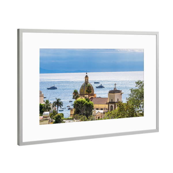 Poster mit Rahmen Silber "Positano und Meer" artboxONE - Natur,Reise,Architektur,Reise / Strand und Meer,Reise / Länder