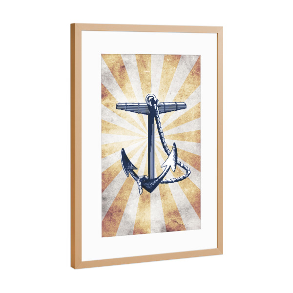 Poster mit Rahmen Kupfer "Anchor vintage" artboxONE - Reise,Unterwasser,Reise / Länder