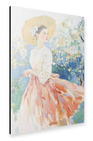 Alu-Dibond "Frau mit Kirschblüte" 75x50 cm artboxONE