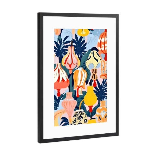 Poster mit Rahmen Schwarz (Metallic) "Lass es Lampen geben" artboxONE - Abstrakt