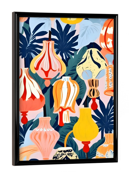 Poster mit schwarzem Rahmen "Lass es Lampen geben" artboxONE - Abstrakt