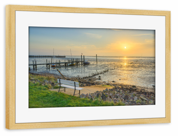 Poster mit Rahmen kiefer "Ein Platz am Wattenmeer" artboxONE - Natur,Reise,Reise / Strand und Meer