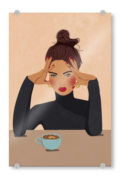 Acrylglasbild "Erstmal Kaffee" artboxONE - Essen & Trinken,Fashion,Für Mama,Lustig