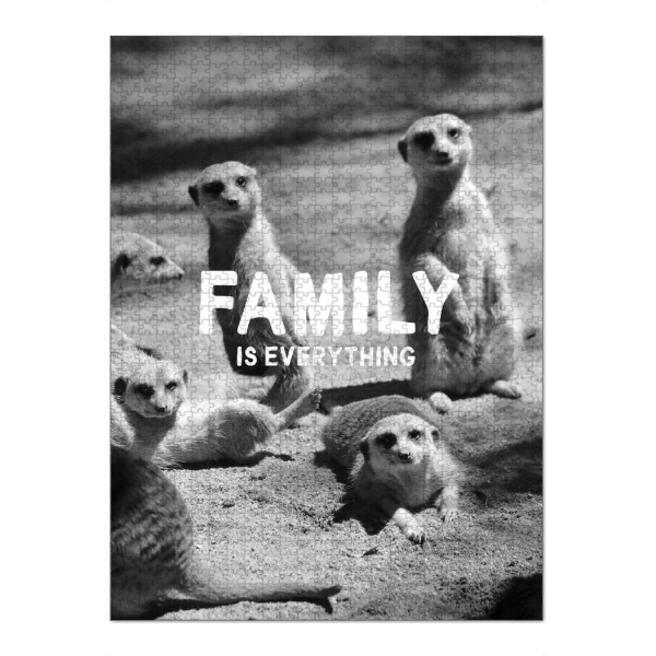 Puzzle Ravensburger "Meerkat Family is everything sw" artboxONE - Typografie,Tiere,Schwarzweiß,Für Mama,Lustig