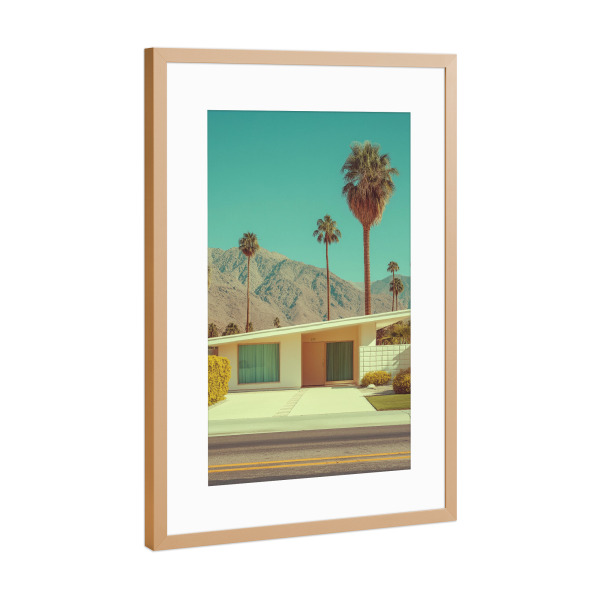 Poster mit Rahmen Kupfer "Palm Springs Retro Bungalow" artboxONE - Natur,Architektur,Reise / Länder