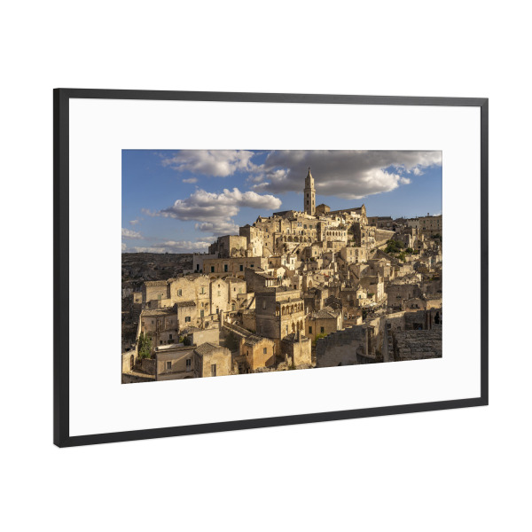 Poster mit Rahmen Schwarz (Metallic) "Sassi in Matera, Italien" artboxONE - Reise