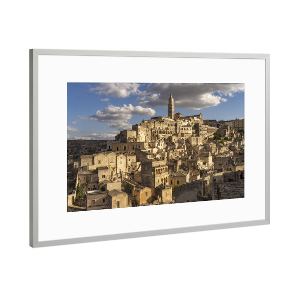 Poster mit Rahmen Silber "Sassi in Matera, Italien" artboxONE - Reise