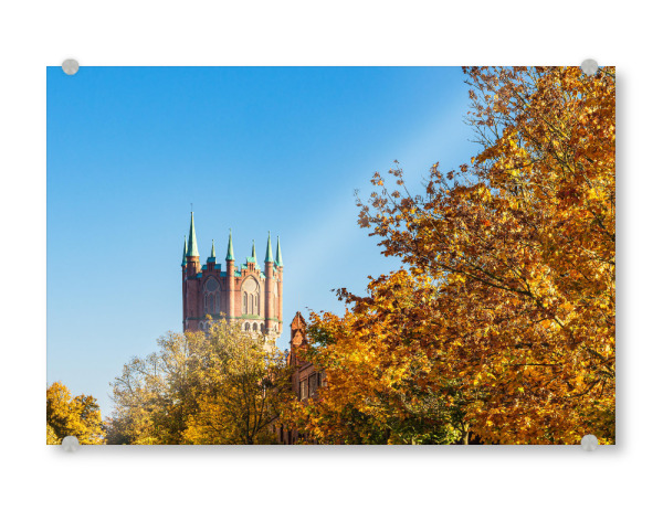 Acrylglasbild "Wasserturm in Rostock im Herbst" artboxONE - Städte,Natur,Reise,Architektur