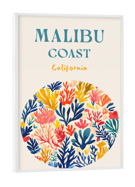 Poster mit weißem Rahmen "Kreative Malibu Korallen" artboxONE - Typografie,Natur,Reise / Strand und Meer