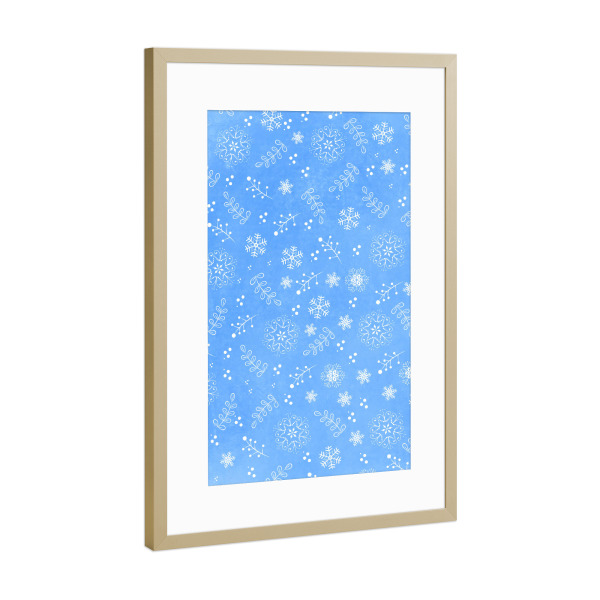 Poster mit Rahmen Gold "Wintermuster: Eiskristalle" artboxONE - Abstrakt,Weihnachten