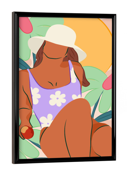 Poster mit schwarzem Rahmen "Blumenfelder und Sonnenschein" artboxONE - Floral,Menschen