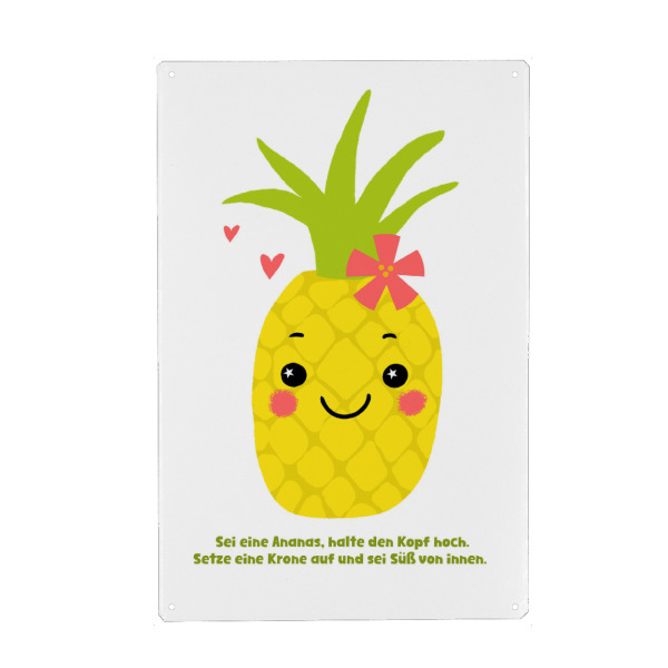 Metall Poster "Sei eine Ananas" artboxONE - Essen & Trinken / Obst & Gemüse