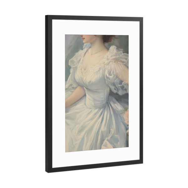 Poster mit Rahmen Schwarz (Metallic) "Viktorianisches weißes Kleid" artboxONE - Menschen,Liebe,Fashion,Für Mama
