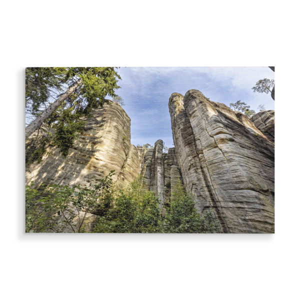 Holzbild "Die Weckelsdorfer Felsenstadt" artboxONE - Natur - Adersbach,Böhmen,Tschechien,Braunauer bergland,Weckelsdorfer felsenstadt,Felsen
