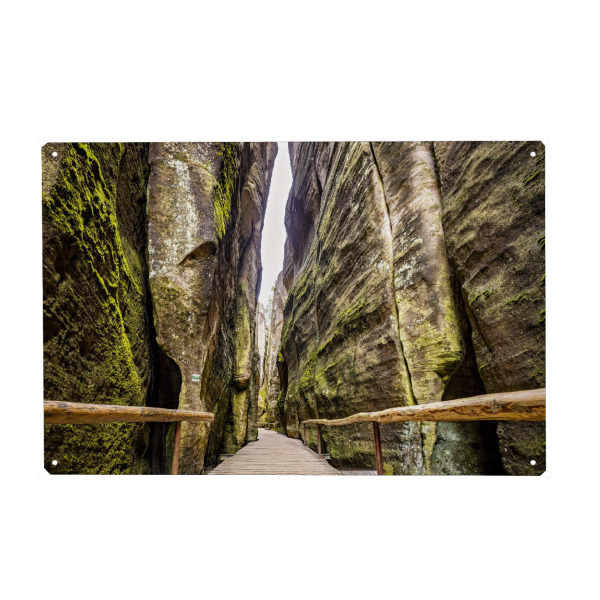 Metall Poster "Felsenstadt bei Aderbach" artboxONE - Natur - Adersbach,Böhmen,Tschechien,Braunauer bergland,Weckelsdorfer felsenstadt,Felsen