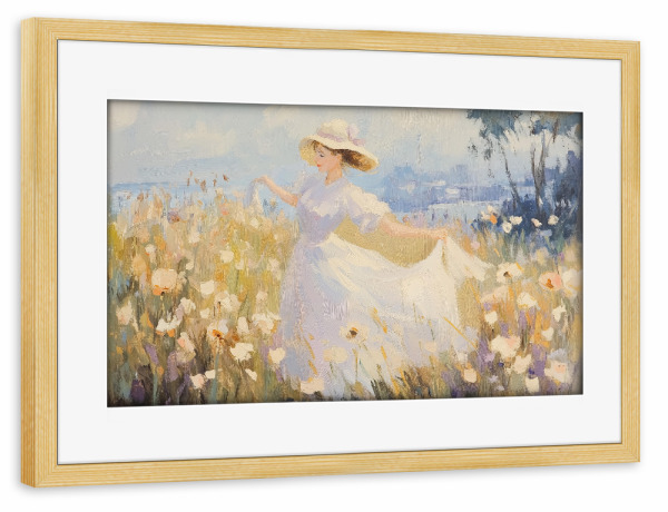 Poster mit Rahmen kiefer "Frau im Blumenfeld" artboxONE - Natur,Reise,Menschen,Für Mama