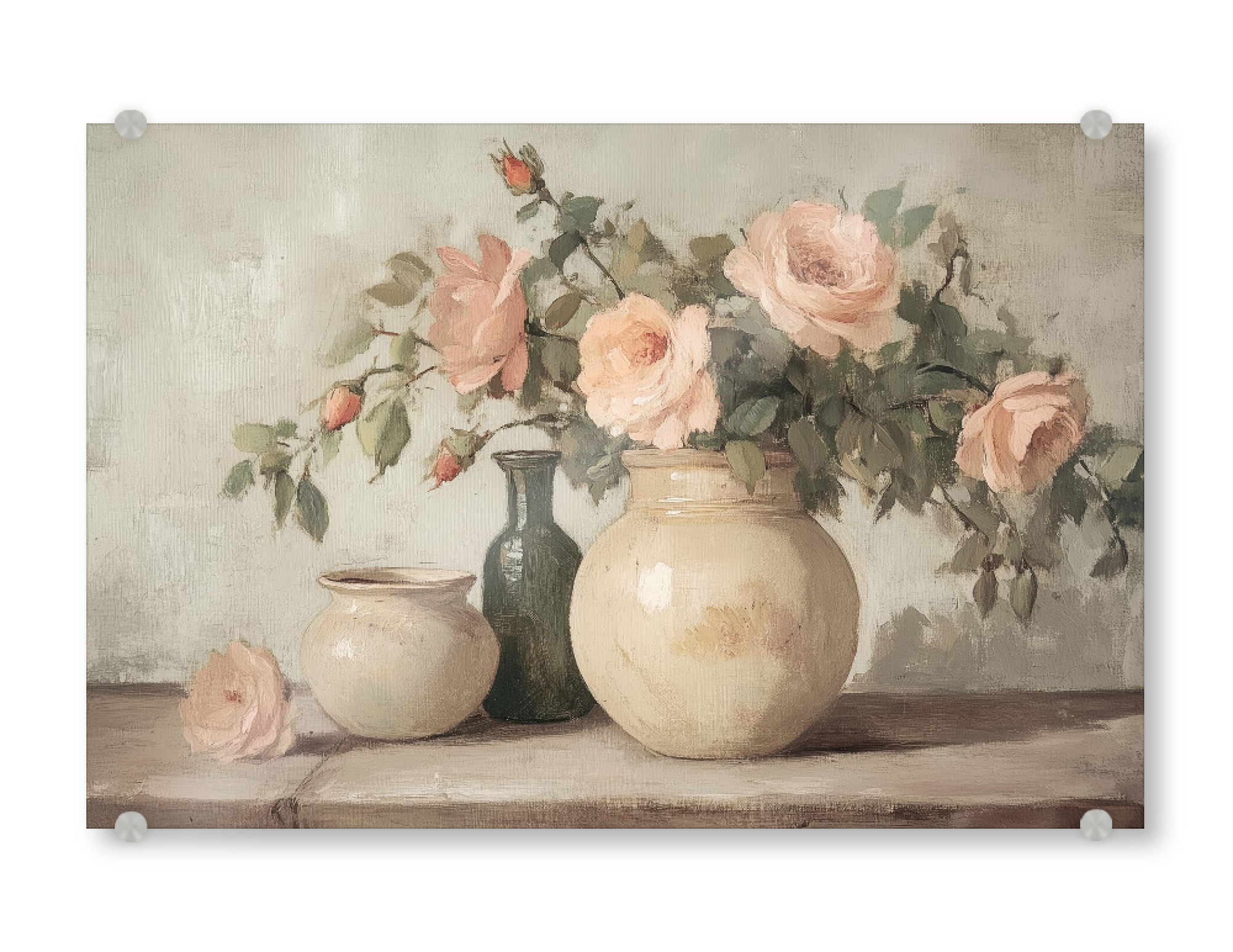 Acrylglasbild "Rosen in der Vase" artboxONE - Natur,Floral,Für Mama - Rosen,Blumen,Blumen,Küchendekor,Esszimmerdekor,Vintage,Vase,Keramik