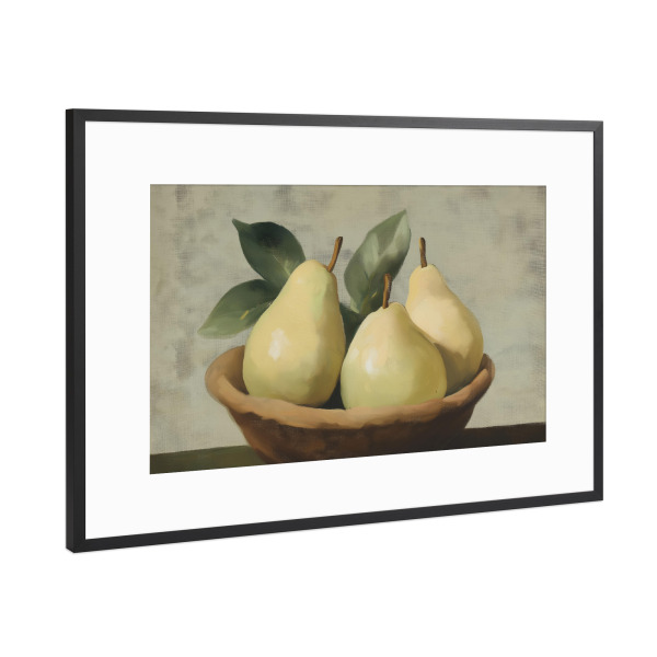 Poster mit Rahmen Schwarz (Metallic) "Birnenfrucht" artboxONE - Natur,Essen & Trinken - Birne,Birnen,Obst,Früchte,Früchte im korb,Küche,Küchendekor