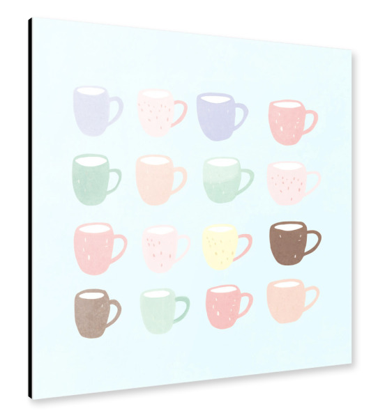 Alu-Dibond "Pastell Kaffee Tassen" 30x30 cm artboxONE