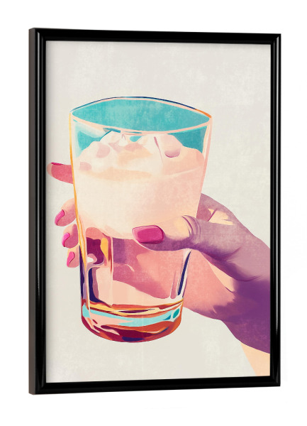 Poster mit schwarzem Rahmen "Feminine Hand mit Glas" artboxONE - Essen & Trinken / Alkohol,Essen & Trinken / Obst & Gemüse