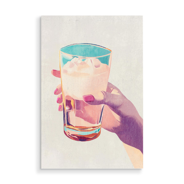 Holzbild "Feminine Hand mit Glas" artboxONE - Essen & Trinken / Alkohol,Essen & Trinken / Obst & Gemüse